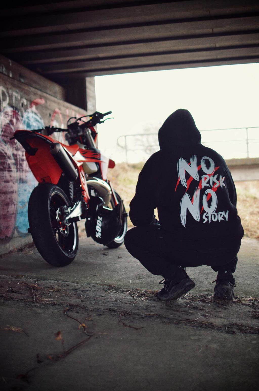 Motoriders Wear No Ris No Story Hoodie für Motorradfahrer – Oversized Streetwear
